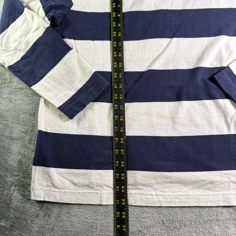 J.Crew Always Striped Long Sleeve Rugby Shirt Mens L Navy White - Picture 6 of 9